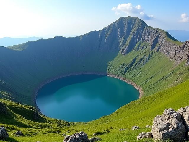 한라산 백록담의 웅장한 모습